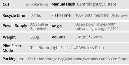 Ambitful AF970 Flash Light Speedlight Speedlite Universal for Fujifilm Olympus Nikon Canon 650D 550D 450D 60D 7D 5D Camera