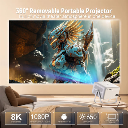 Velec 8K Video Decode Projector TP350 650 ANSI 1080P Auto Focus Android 14 H726 Portable Outdoor Smart Home Theater Projectors