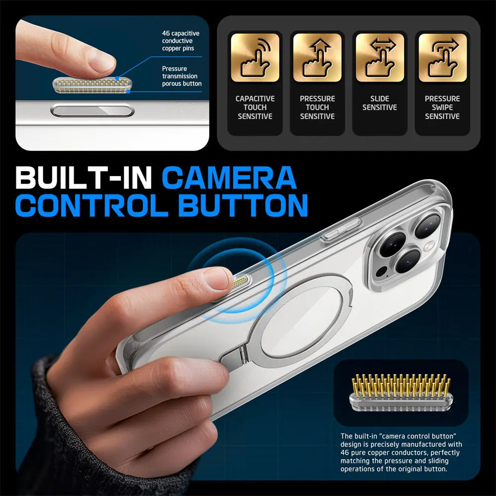 SUPCASE For iPhone 16 Pro Max Case with Camera Control Capture Button UB Mag Stand Series Slim Clear Magnetic Phone Case