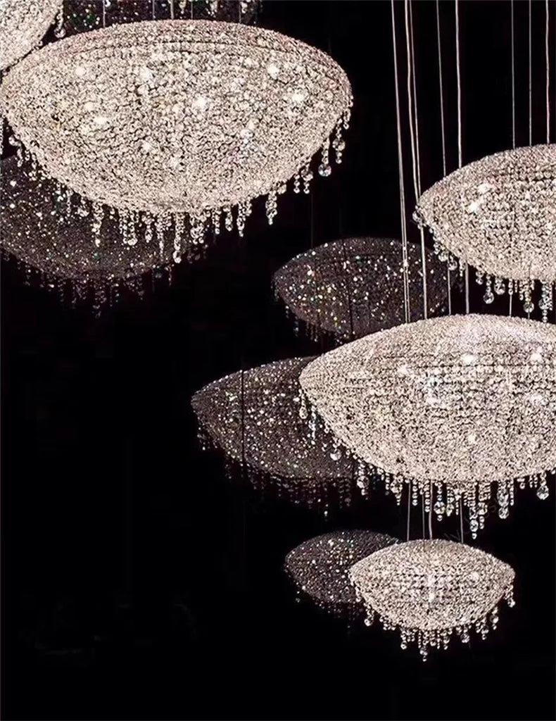 2025 Modern Luxury Round Oval Crystal Chandelier For Living Dining Room Chrome Luster LED Pendant Lights Hotel Duplex Villa Lamp