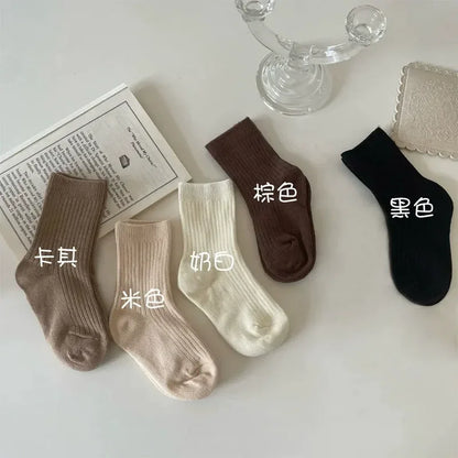 5 Pairs Autumn Fashion Boys Sock for Kids Cute Baby Girl Happy Funny Boat Long Socks White Spring Children's Clothes