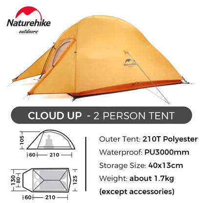 Naturehike Upgraded Cloud Up 2 Person Tent Outdoor Camping Tent Ultralight Waterproof Tent Free Standing Hiking Backpacking Tent