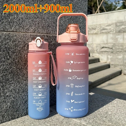 3PCS Sports Water Bottle with Time Marker Leak-proof Cup Motivational Portable Water Bottle for Outdoor Sport Fitness BPA Free