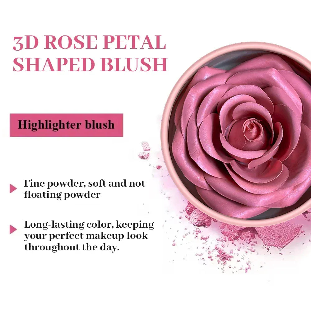 4-Color Rose Petal Blush,Waterproof Blush Cream,Natural Finish,Light Coverage,Perfect Gift for Christmas and Valentine's Day