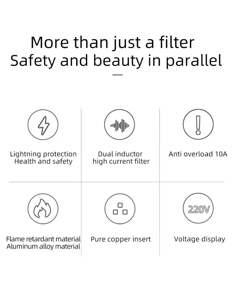 ATAUDIO HIFI Audio Power Filter Noise AC Power Filter Power 1500W 110V-250V  Purifier Surge Protection with EU Universal Outlets