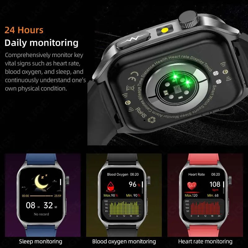 LIGE New Accurate ECG+PPG Smart Watch Laser Therapy Blood Lipid Uric Acid BP Heart Health Analysis BT Call Smartwatch Men Women