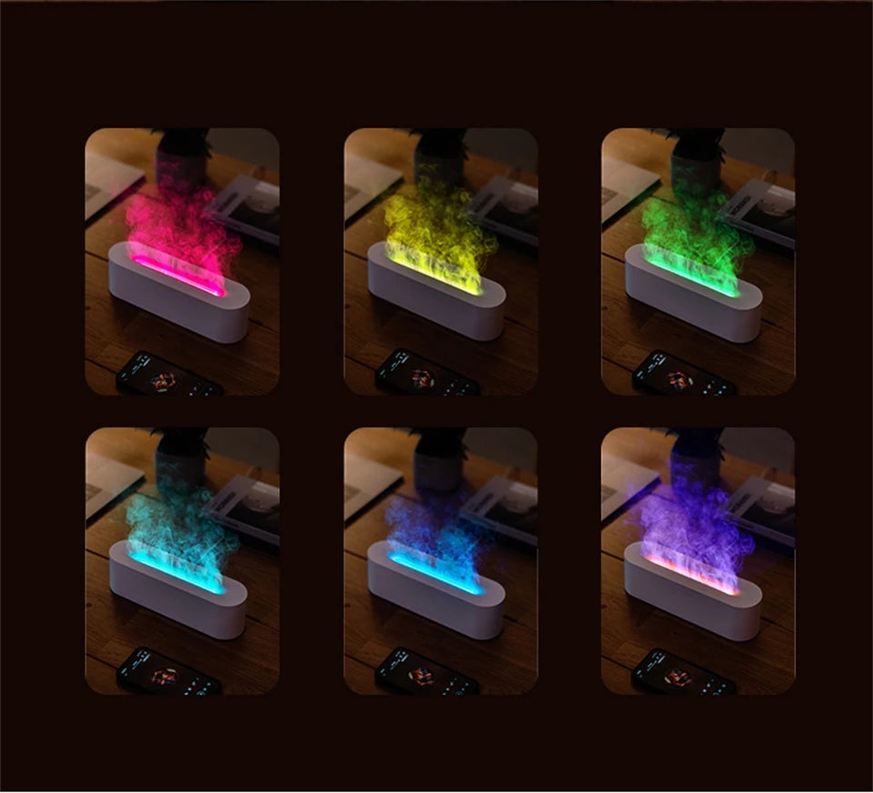 New 7 Colors Flame Lamp Air Humidifier Aromatherapy Diffuser USB Ultrasonic Cold Mist Sprayer Essential Oil Diffuser Humidifier