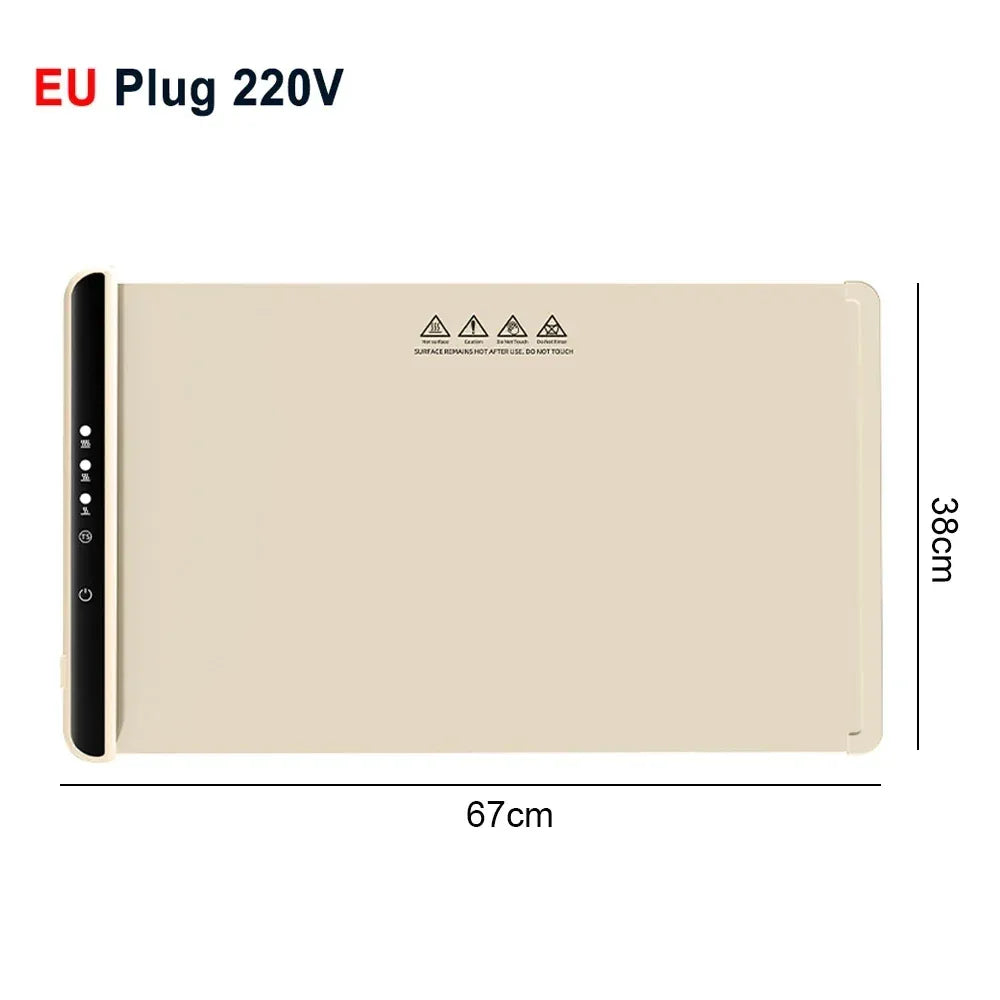 Electric Warming Tray Foldable Food Warmer Mat with 3 Tem Setting Fast Full Surface Heating Portable Electric Food Warming Tray