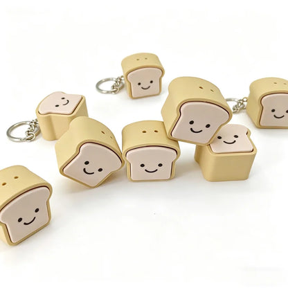 Novelty Gifts Bread Toast Keyboard Clicker Fidget Keychain Stress Relief Focus Boost Quiet Anxiety Toys For Kids Boys Girls