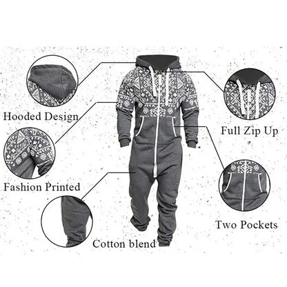 New Custom Design Jumpsuit Pajamas Long-sleeved sports pants solid color splicing casual sweater men's zipper hoodie