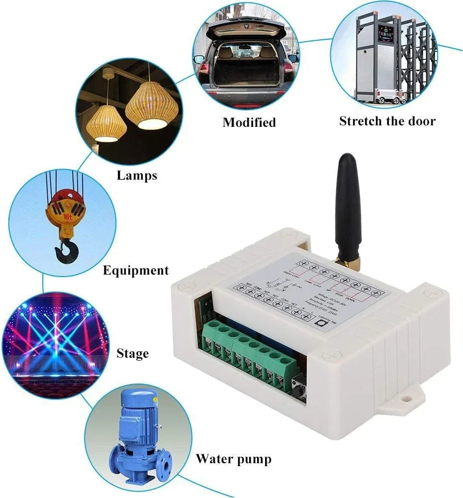 Universal 12V-36V 2-channel wireless motor RF remote control relay module switch receiver motor front and rear electric doors