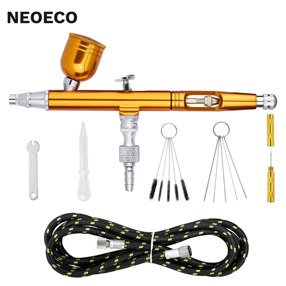 Airbrush Tool Dual Action Gravity Feed 0.3mm Nozzle Spray Gun Cake Decorating Brushes For Makeup Nail Manicure Tatoo Paint Straw