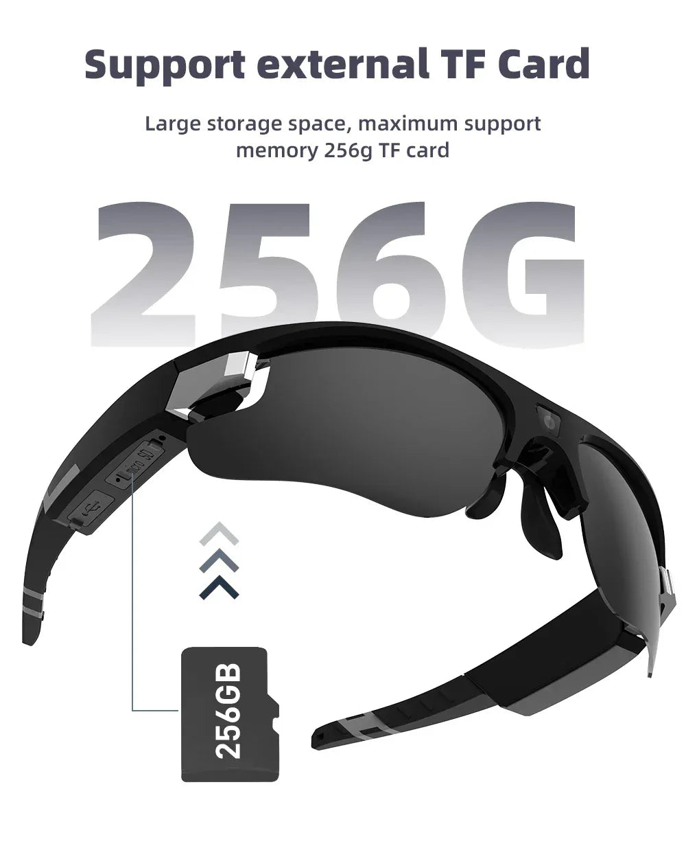 Mini FPV Smart Glasses Camera 1080P Portable FHD POV Bodycam for Bicycle Action Sports Vlogging