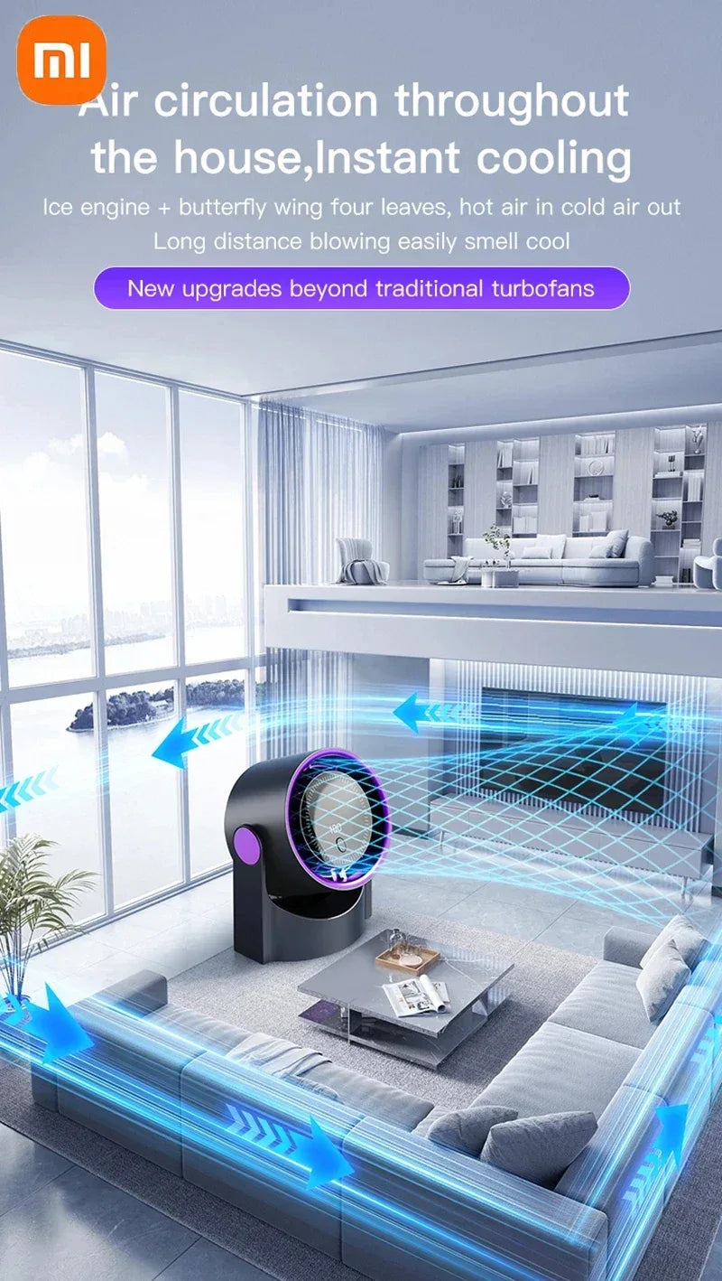 Xiaomi Smart Electric Fan 100 Level Bladeless Fan Portable Small Usb Charge Silent Desktop High-speed Circulating Cooling Fan