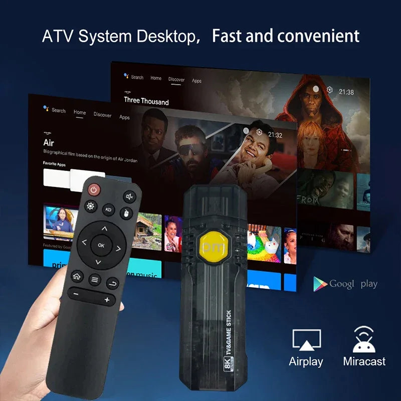 TV Stick OM Android 13 HDR 4K 1080P Amlogic S905L quad-core WiFi 4G 8GB 128GB Smart streaming Media Player iptv