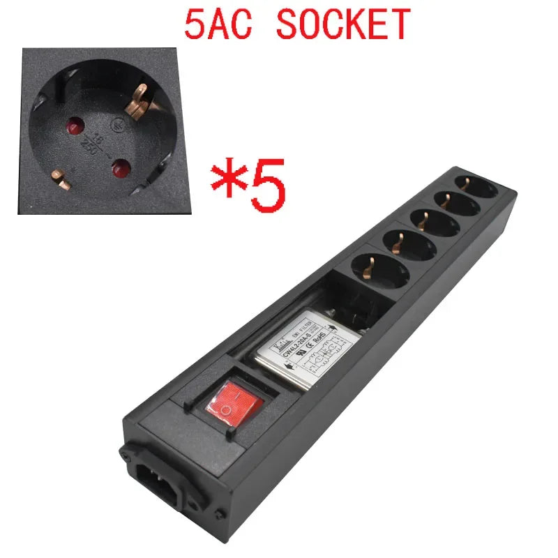 Audio Noise AC Power Filter Power Conditioner Power Purifier with EU Outlets Power Strip 16A 4000W