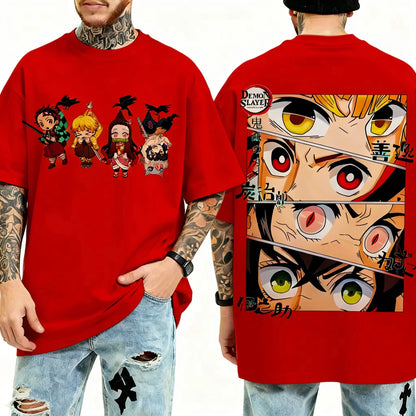 Demon Slayer Anime Character Eyes Printed T-shirt Men's and Women's T-shirt Men's Top Sports T-shirt 2026 Summer New