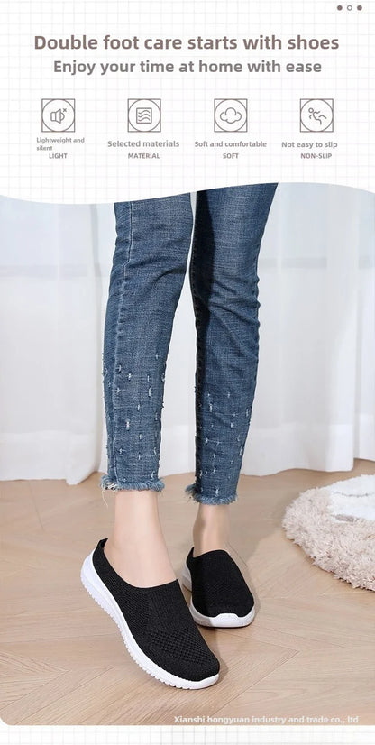Women's Summer Shoes Plus Size Casual Single Ladies Shoes Soft Sole Cover Half Slippers Sale Shoes with Free Shipping
