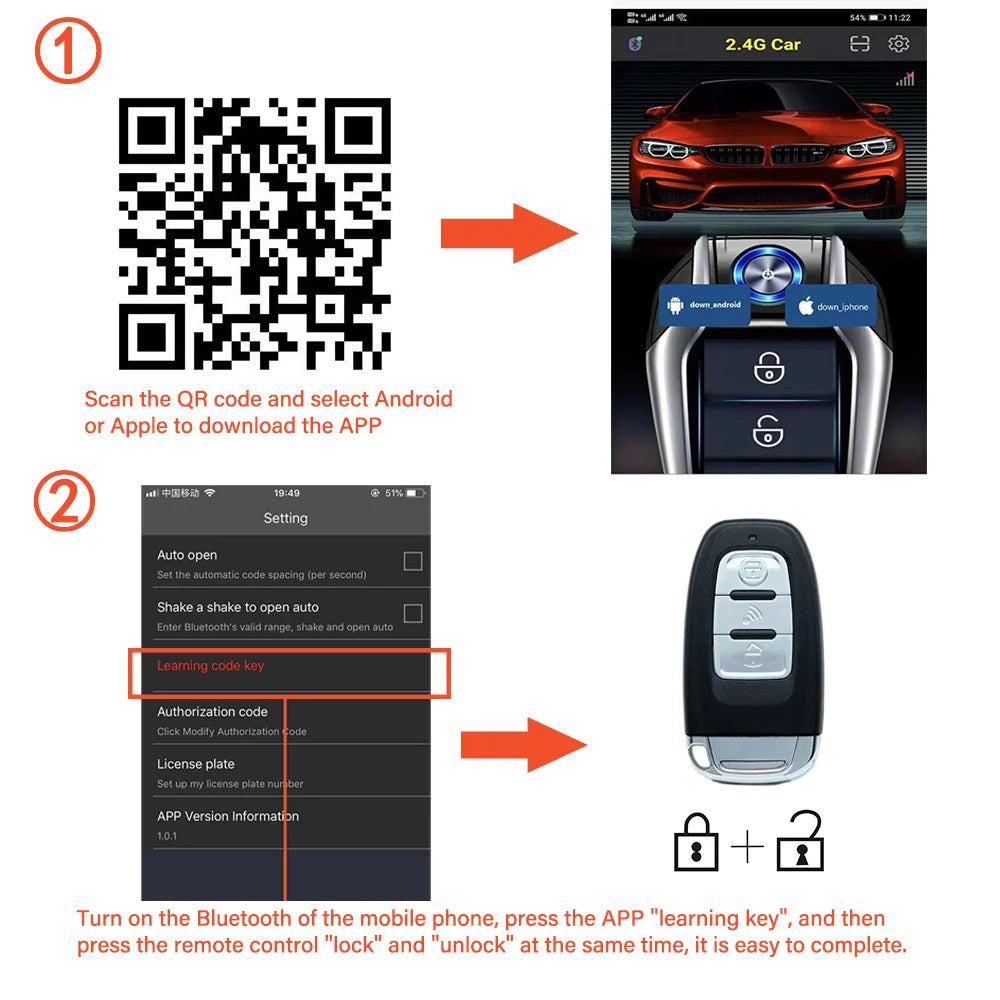 Universal Car alarm with remote starter Autostart system Start stop button system Car accessories Alarm automotive Smart lock