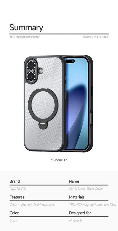 DUX DUCIS Magnetic Phone Case for iPhone 17 Pro Max & iPhone 17 Air Back Stand Cover with Transparent Flowing Lines Design