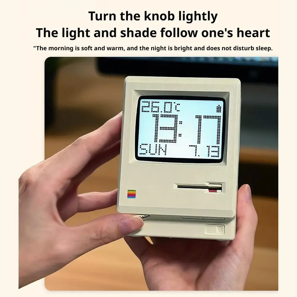 Desktop Digital Clock Retro Classic Design Beige Floppy Disk Decor Tech Gadget Gift For Men Women Office Desk Novelty Ornament