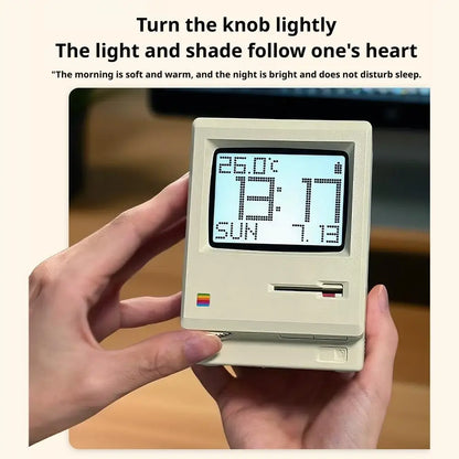 Desktop Digital Clock Retro Classic Design Beige Floppy Disk Decor Tech Gadget Gift For Men Women Office Desk Novelty Ornament