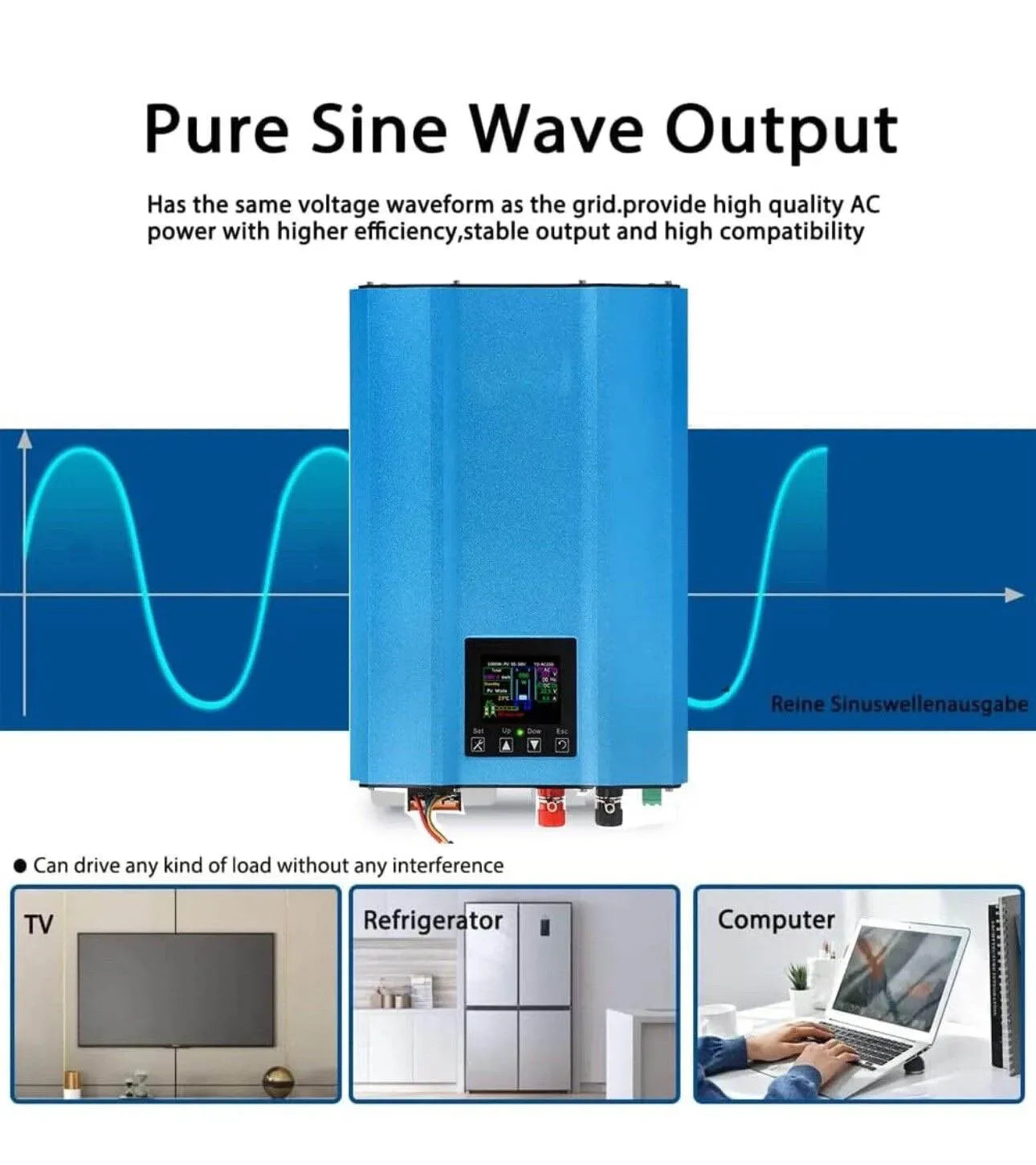 1200W 1000W 1.2KW 1KW Solar Grid Tie Battery Discharge Inverter DC24V  26-45v 55-90V to AC110V AC220V Limiter Power Inverter