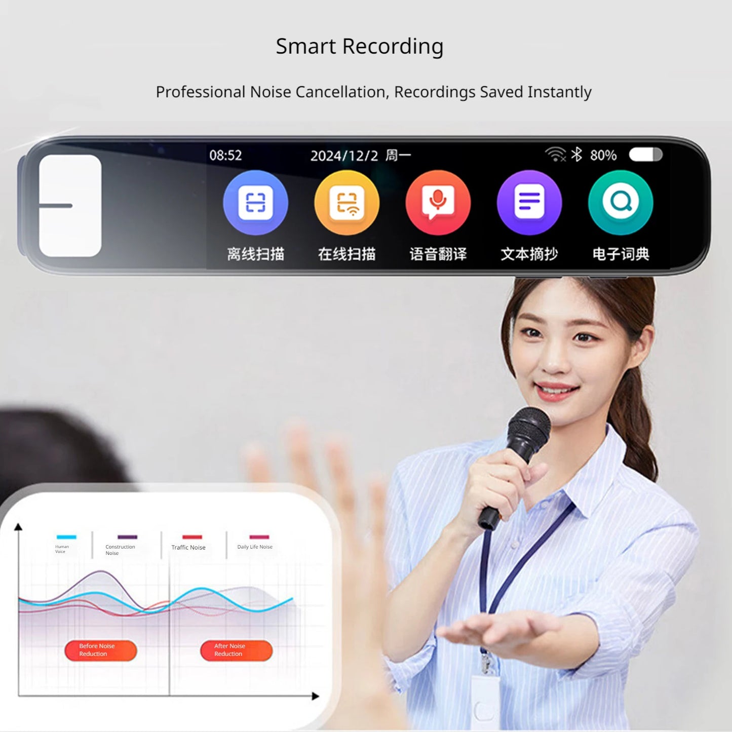 Offline Translation Pen Voice Translator GPT Smart AI Scan Reader Device Text Scanning Reading Translator WiFi/BT Connection