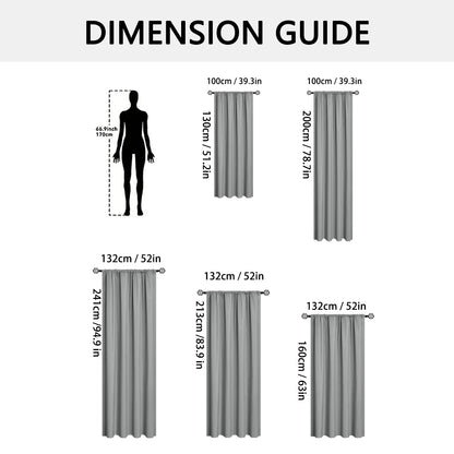 1pc 100% Blackout Curtain, Solid Color Curtains with Rod Pocket, Bedroom Living Room Curtains for Windows Curtain