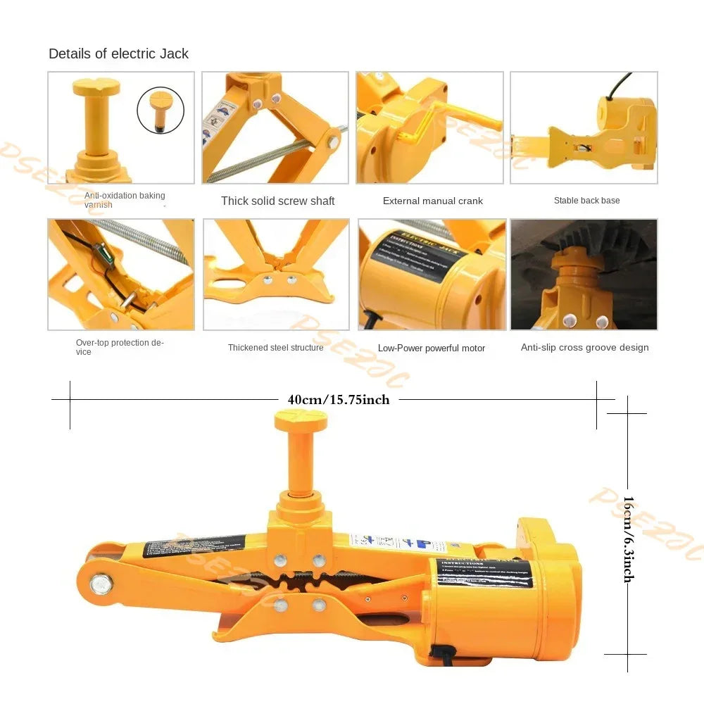 Car Jack 2T/3T12V DC Lifting Tire and Wheel Repair and Replacement Kit SUV Van and Emergency Equipment