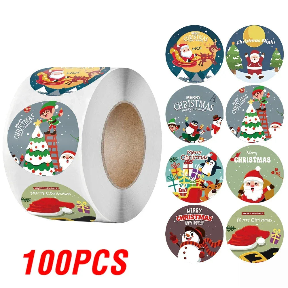 100-500Pcs Gold Snowflake Christmas Stickers Candy Bag Envelopes Sealing Label Christmas Gifts Box Decorations Sticker