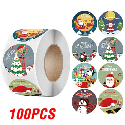 100-500Pcs Gold Snowflake Christmas Stickers Candy Bag Envelopes Sealing Label Christmas Gifts Box Decorations Sticker