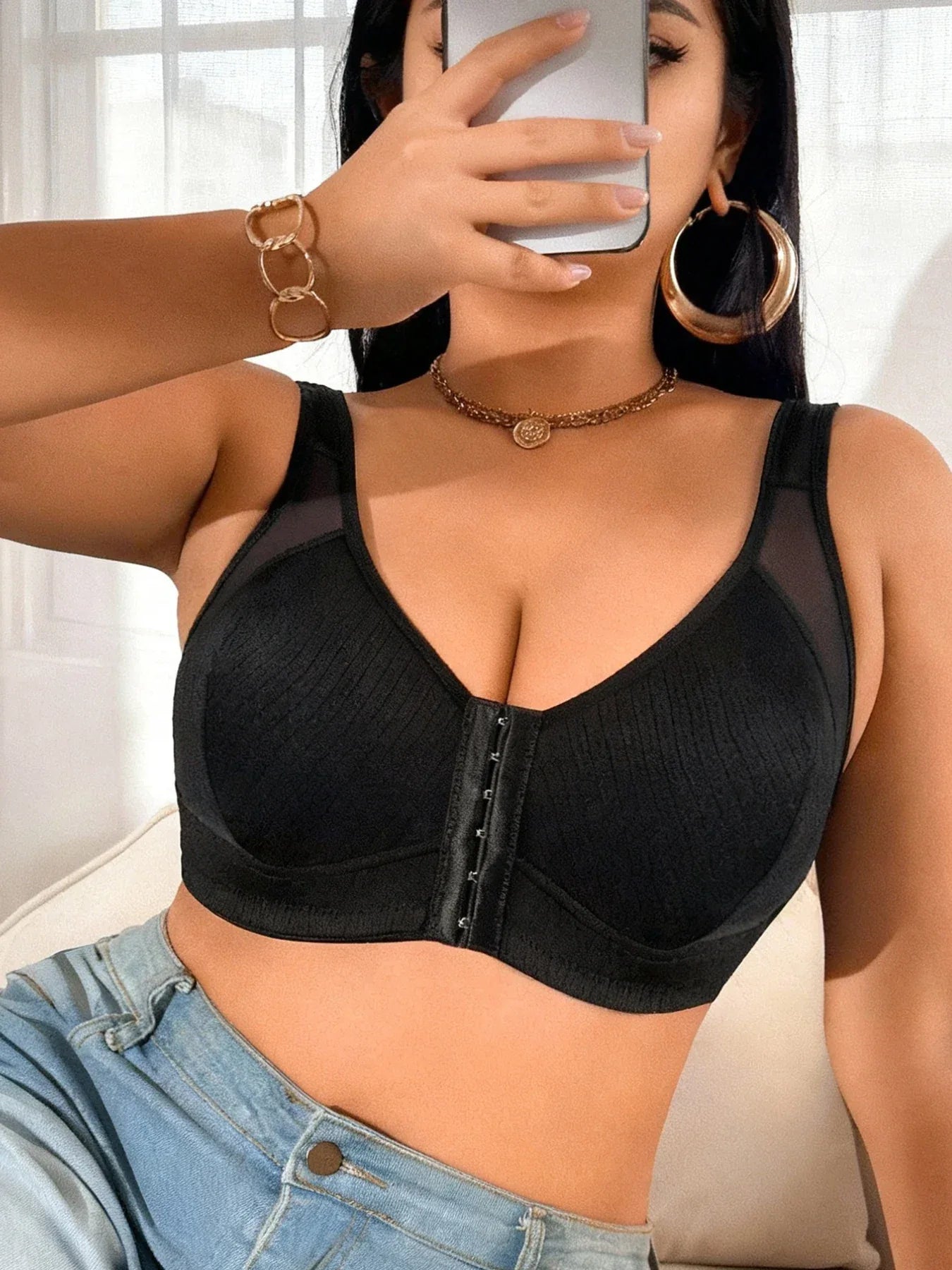 Plus Size Black Wireless Unpadded Bra Full Coverage Comfort Bras Non Padded Bralette Seamless Underwear for Women