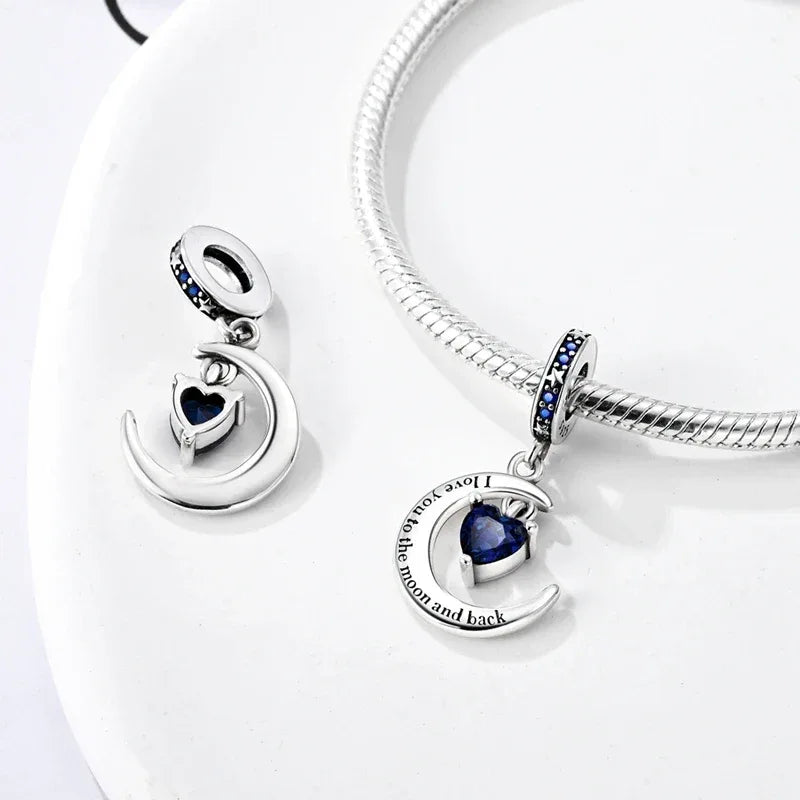 925 Silver Valentine's Day Charms Bead Sparkling Sweet Heart Rose Bear Charm Fit Original Bracelet Bangle Woman DIY Jewelry Gift