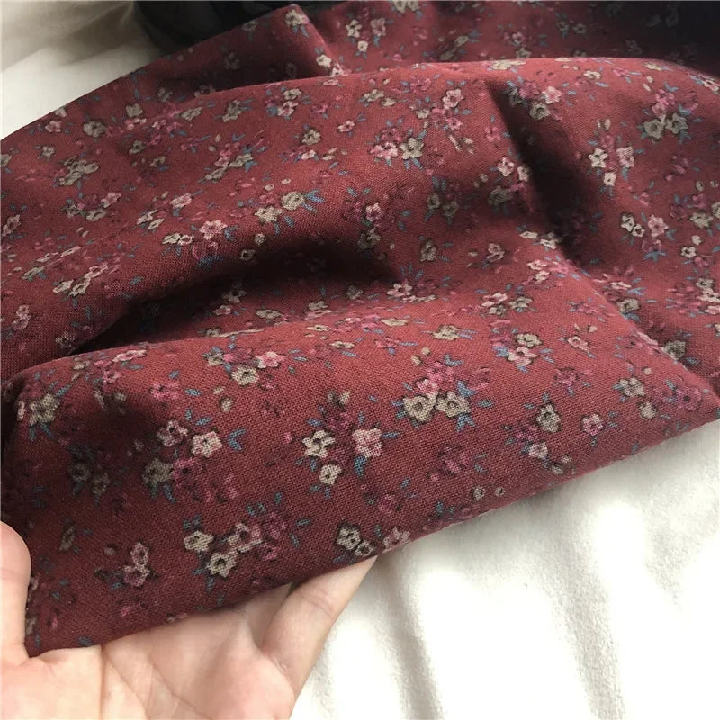 145cm Wide Printed Cotton and Linen Fabric Small Floral Patterns Retro Shirt Dress DIY Clothing Sewing Fabric 90% Cotton Content