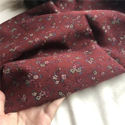 145cm Wide Printed Cotton and Linen Fabric Small Floral Patterns Retro Shirt Dress DIY Clothing Sewing Fabric 90% Cotton Content