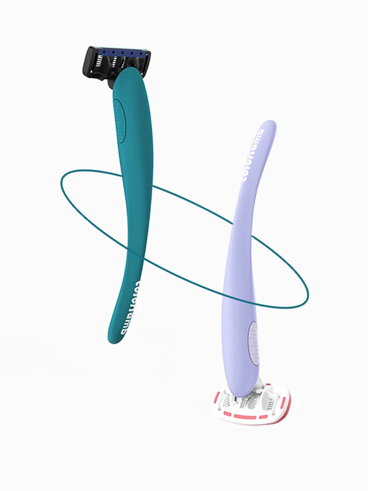 Colorlamb Whale Shape Women Razor with 5 Layer Skincare Soap Blades for Shaving Body Hair Removal Tool Safe Cleaning Shaver