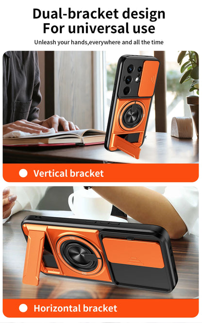KEYSION Magnetic Phone Case for TECNO Camon 50 Pro 50 Ultra 5G Slide Camera Protection Upright Kickstand Ring Shockproof Cover