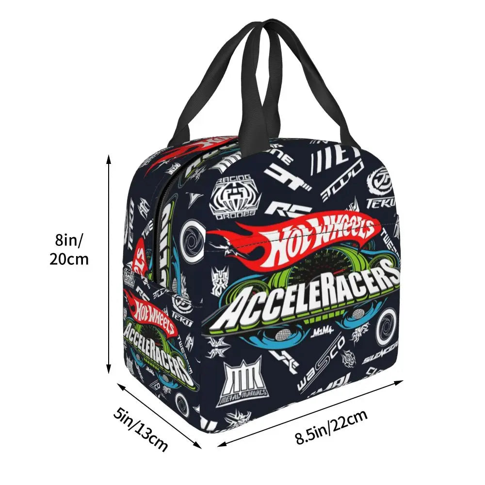 Custom Hot Wheels For Fans Thermal Insulated Lunch Bag Cartoon Sport Car Portable Lunch Container Travel Multifunction Food Box