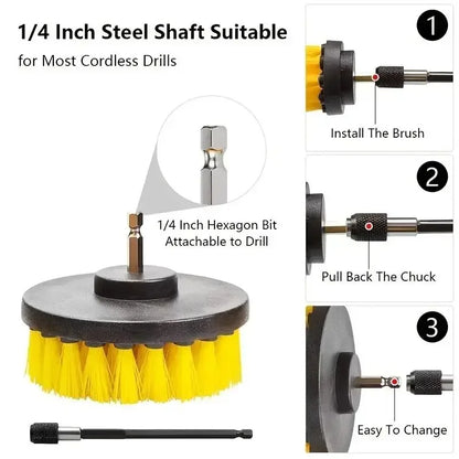 Electric Scrubber Drill Brush Kit Power Drills Scrubber Brush For Carpet Glass Car Tires Nylon Extension Pole Floor, Automotive
