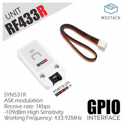 M5Stack RF433R/T Wireless RF Transmitter & Receiver Working Frequency 433.92MHz for IoT RF Remote Control Automation Application