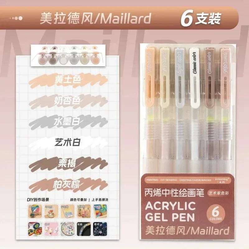 150/6 Colors Acrylic Gel Pen Student Diary Scrapbook Painting DIY Gel Pen Set Color Drawing Doodling Art Markers School Supplies