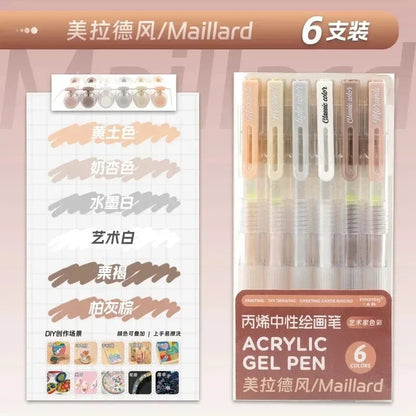 150/6 Colors Acrylic Gel Pen Student Diary Scrapbook Painting DIY Gel Pen Set Color Drawing Doodling Art Markers School Supplies