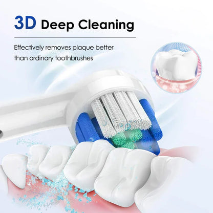 Rotary Electric Toothbrush Rechargeable 5 Modes Sonic Vibration Tooth Brush Adults Rotating Toothbrushes Teeth Cleaner 4 Heads