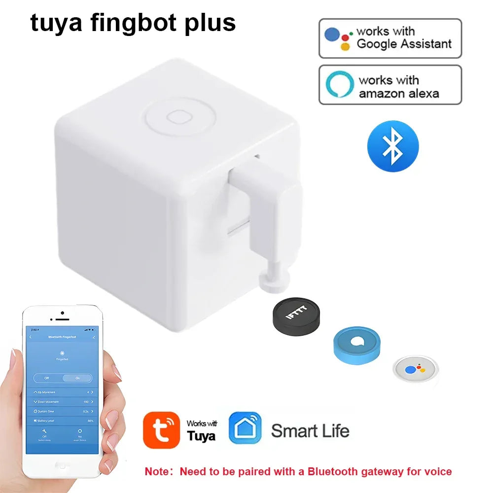 Tuya Zigbee Fingerbot Plus Smart Fingerbot Switch Button Pusher Smart Life Timer Voice Control Support Bluetooth Alexa Google