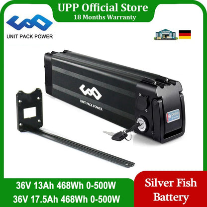 Silver Fish Ebike battery 36V 13Ah 17.5AH Electric Bicycle Battery 18650 Pack for 250W 350W 500W 750W Motor Kit