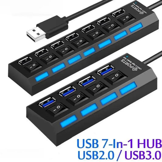 Switch Extension Hub 7-port USB2.0 Hub Computer USB Extension Hub One Drag Seven USB2.0 Splitter PC Laptop Desktop by PDG ibma