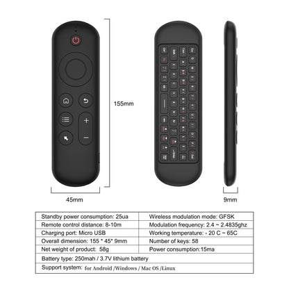 2.4GHz Wireless M5 Air Mouse BT 5.2 Mini Keyboard Backlit Remote Control IR Learning Remote Control for PC Android TV Box