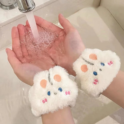 Cartoon Reusable Face Wash Hand Wrist Strap 1Pair Sweat Band Towel Band Flexible Absorbent Wrist Strap for Face Wash Comfortable
