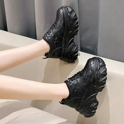 Trendy 2025 New Spring Summer Women's Shoes High Heel Increased Thick Bottom Flats White Casual Shoes Loafers